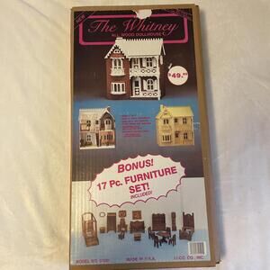WHITNEY ALL WOOD DOLLHOUSE KIT + 17PCS FURNITURE SET RADMARK #51501 THE - NIB!